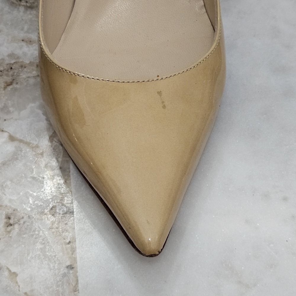 Jimmy Choo Beige Patent Leather Pointed-Toe Pumps - Picture 3 of 12